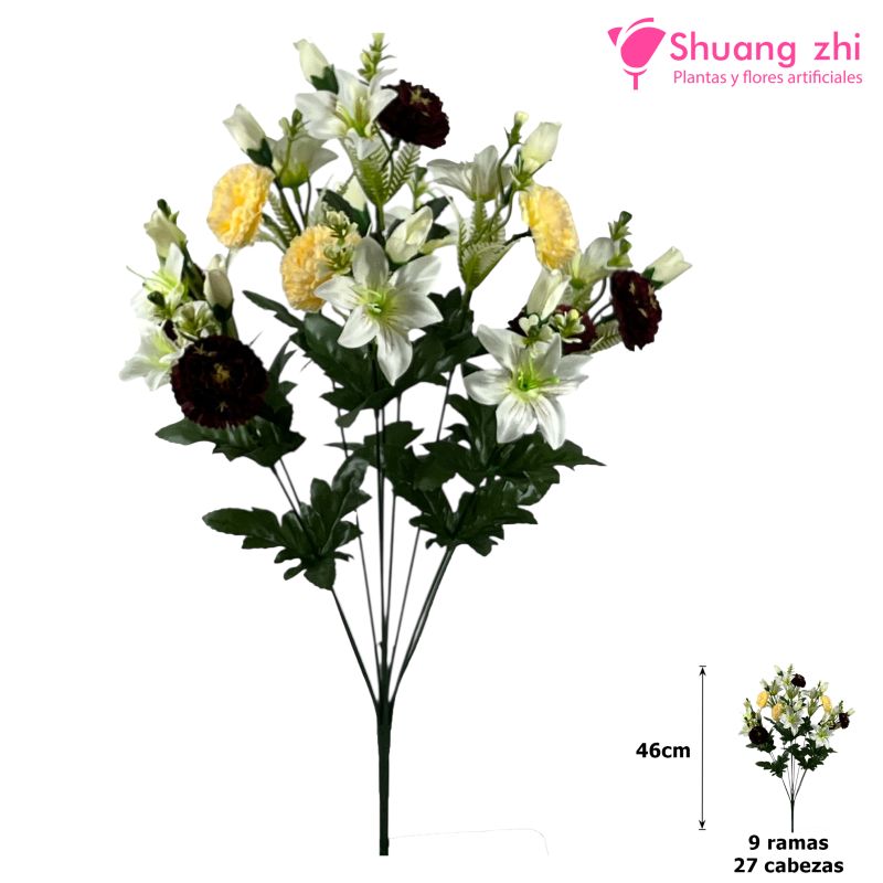 Ramo de Flores 46CM 27 Cabezas Beige/Vino?1787597817