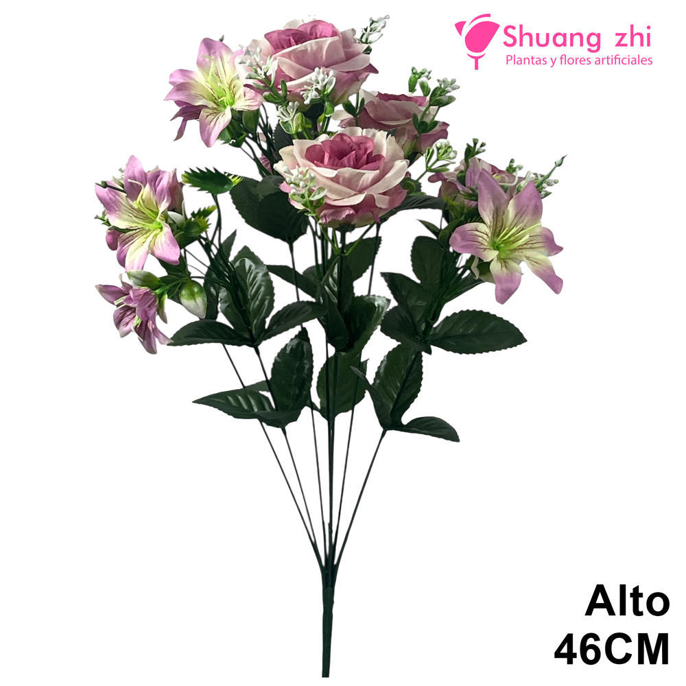 Ramo Santos de Rosas y Lirios Rosa - Alto 46 cm?1787699324