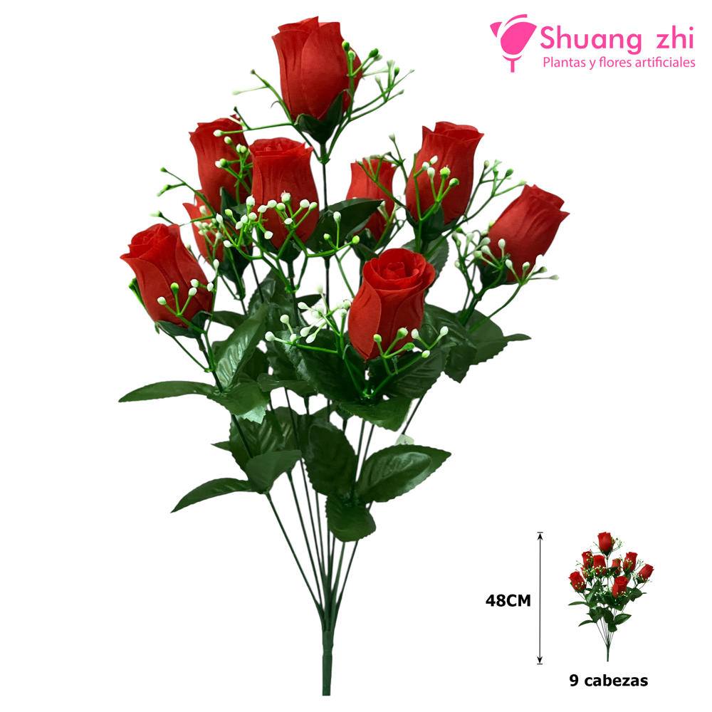 Flor Ramo Santo 48CM 9 Cabezas Color Rojo?1787618246