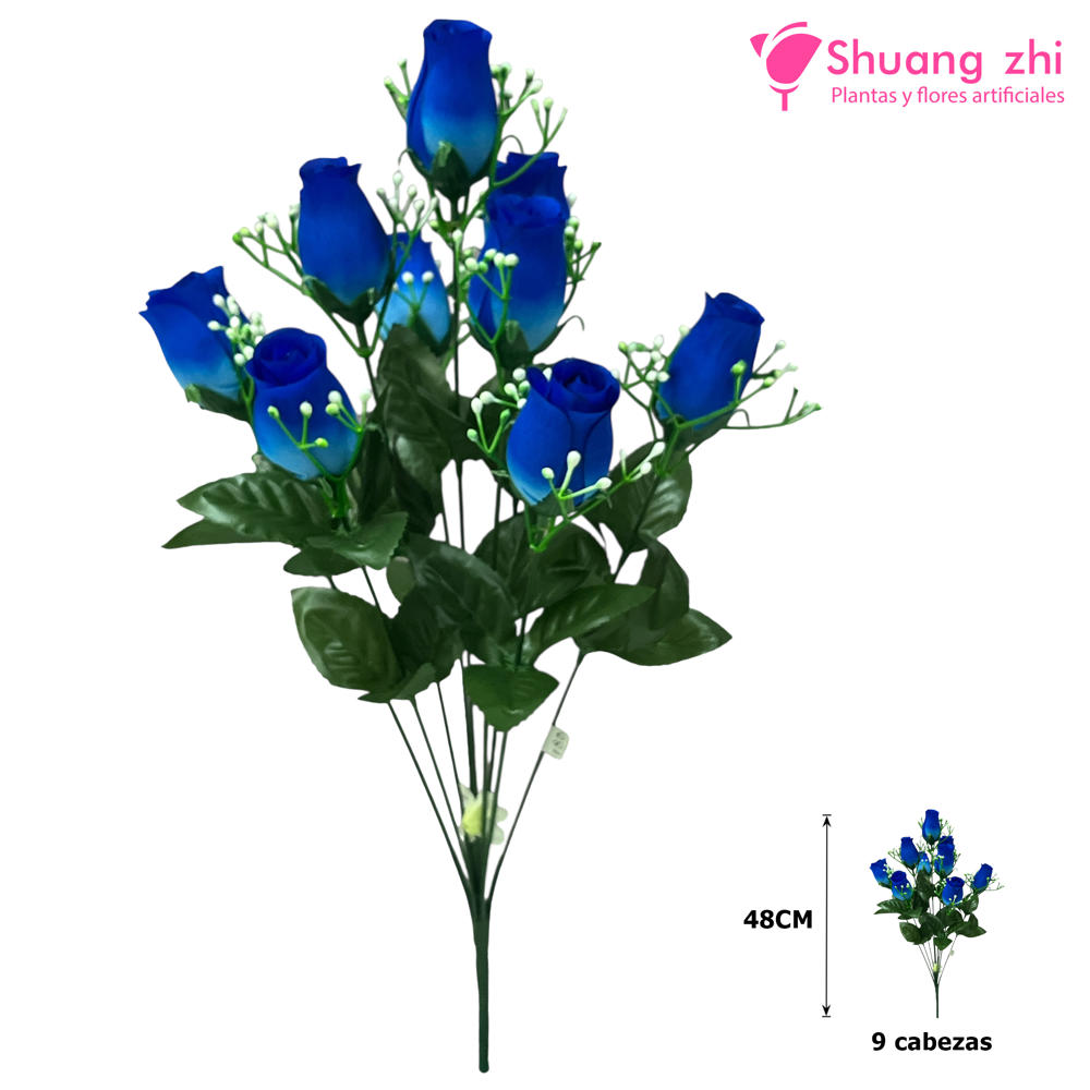 Flor Ramo Santo 48CM 9 Cabezas Color Azul?1787640713