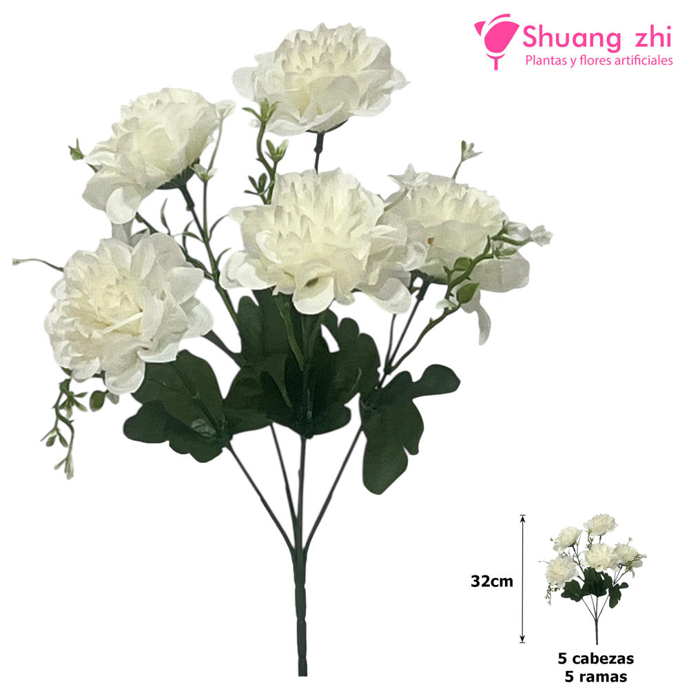 Flor Mini 32CM 5 Ramas Color Blanco?1787592413