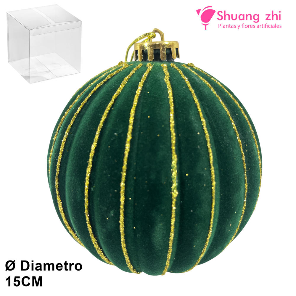 Bola de Navidad Terciopelo Verde 15CM?1787601704