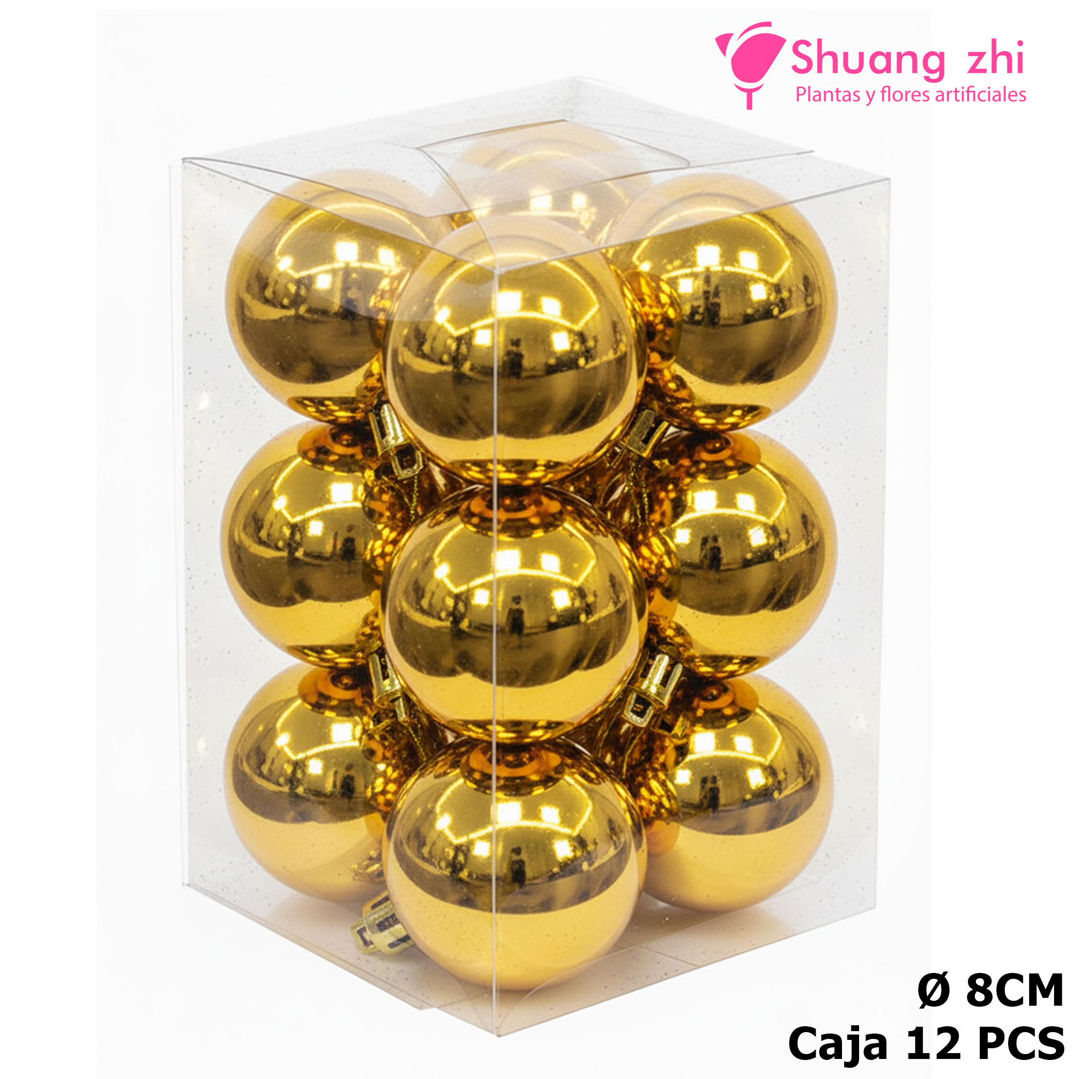 Caja bolas navidad 8CM 12PCS Color Oro?1787626861