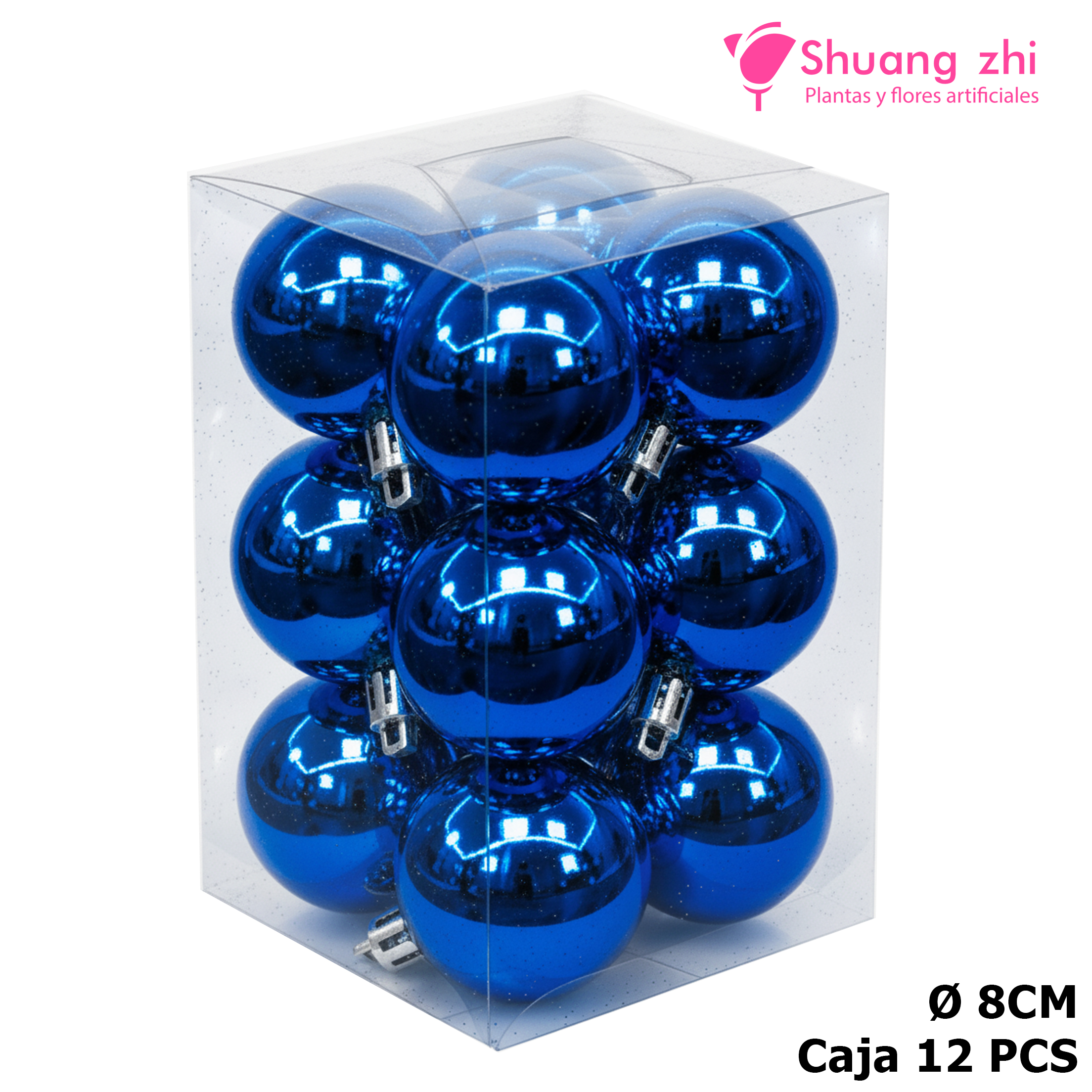 Caja bolas navidad 8CM 12PCS Color Azul?1787640317