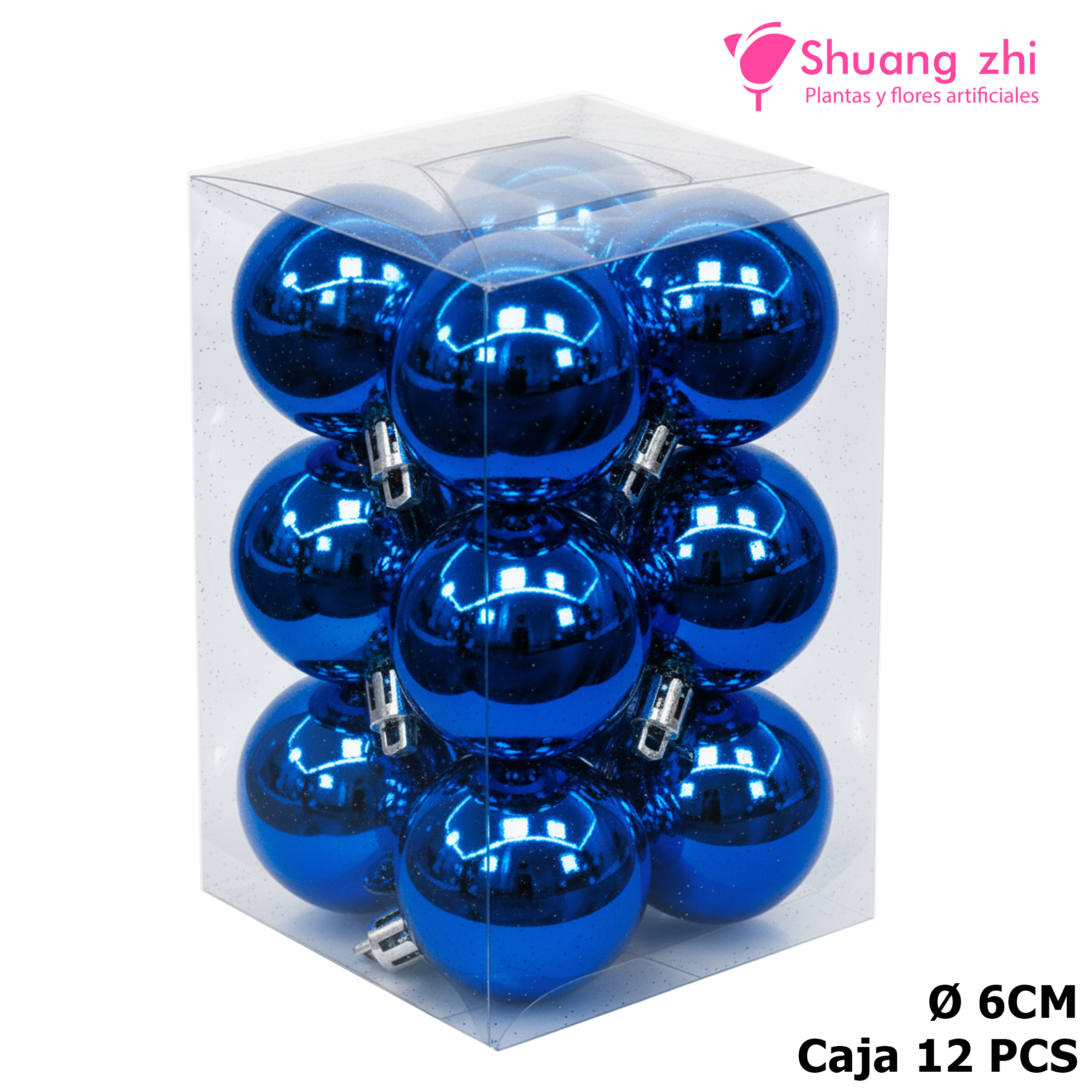 Caja bolas navidad 6CM 12PCS Color Azul?1787627129