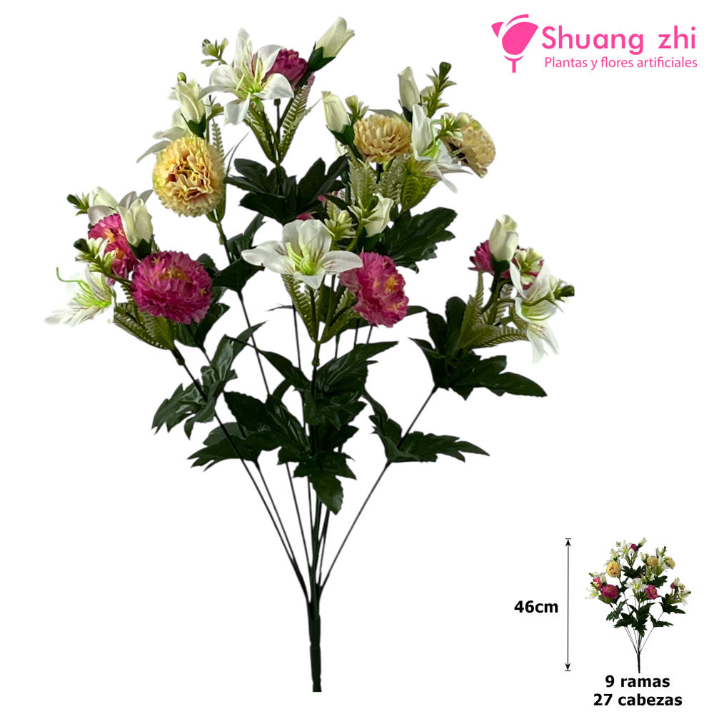Ramo de Flores 46CM 27 Cabezas Beige/Lila?1787640699