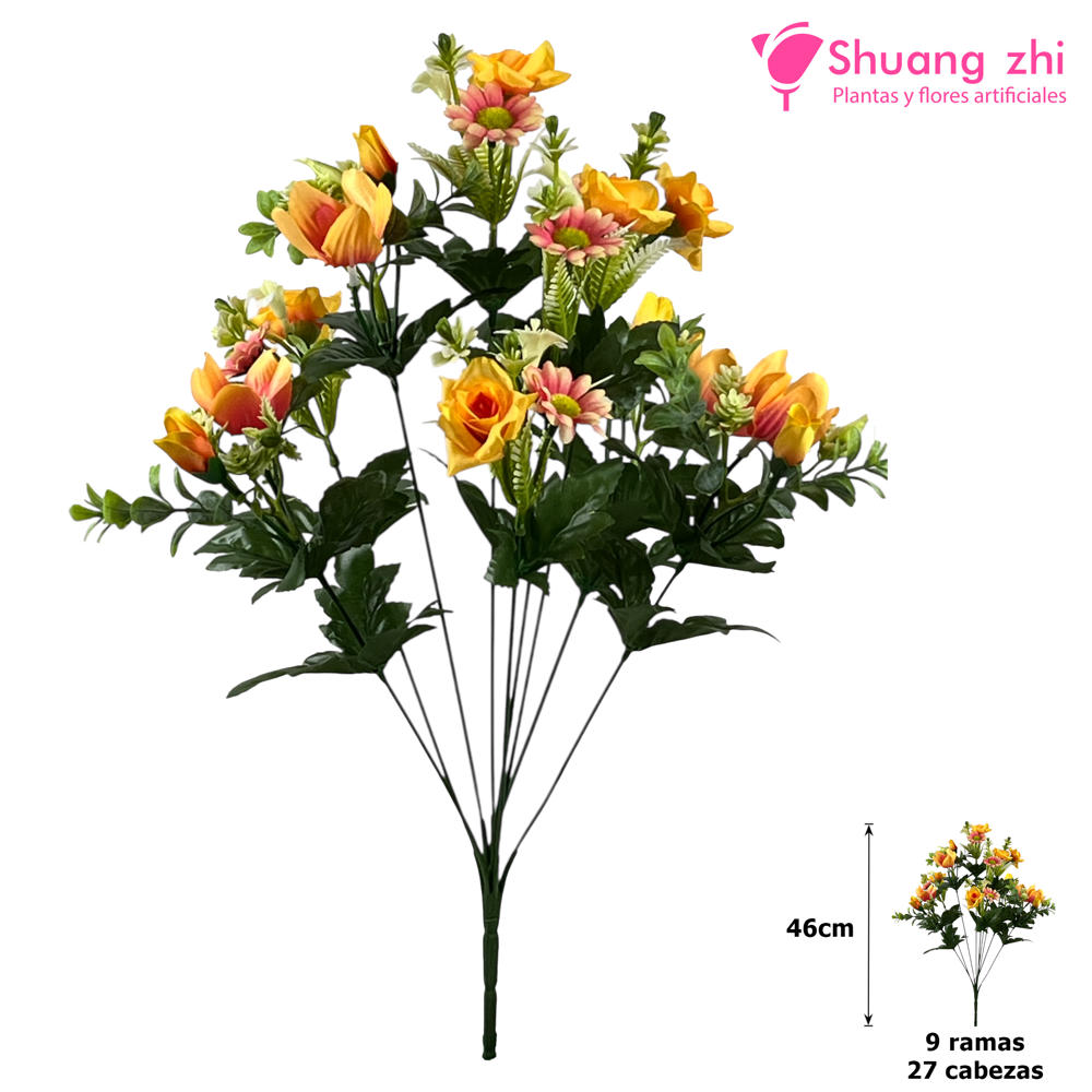 Ramo de Flores 46CM 27 Cabezas Amarillo?1787622408