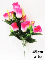 Ramo de rosas 45cm color rosa con blanco ref 6286