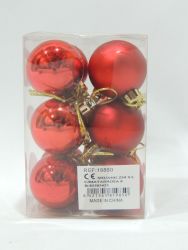 Caja 12 unid bolas navidad color rojo 4cm diametro
