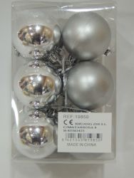 Caja 12 unid bolas navidad color plata 4cm diametro