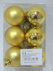 Caja 12 unid bolas navidad color dorado 4cm diametro