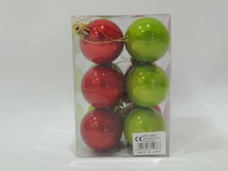 Caja 12 unid bolas navidad color rojo y verde 4cm diametro