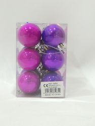Caja 12 unid bolas navidad color morado y lila 4cm diametro