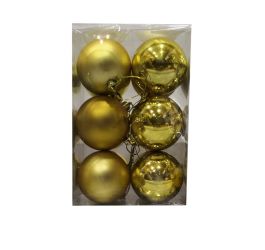 Caja 12 unid bolas navidad color dorado 6cm diametro