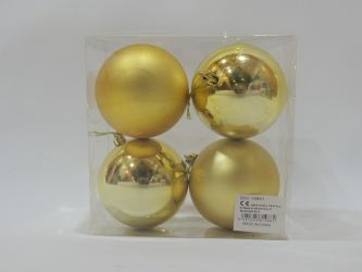Caja 4 unid bolas navidad color dorado 7cm diametro