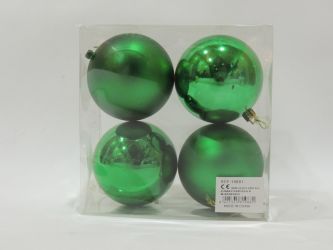 Caja 4 unid bolas navidad color verde 7cm diametro