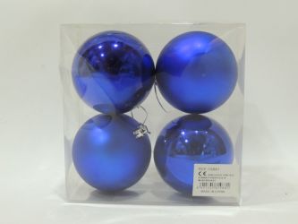 Caja 4 unid bolas navidad color azul 7cm diametro