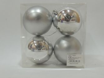 Caja 4 unid bolas navidad color plata 7cm diametro