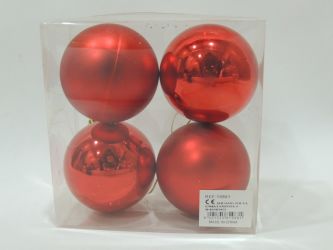 Caja 4 unid bolas navidad color rojo 7cm diametro