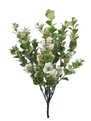 Hoja decoración xxcm verde con polvo blanco
