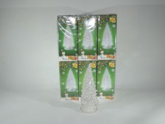Árbol de Navidad escarchado pequeño con luces de colores 14.5cm x 6.5cm