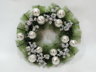 Corona de navidad color plata 38cm diametro