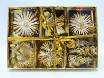 Caja de 9 figuras variadas de navidad 6cm color dorado