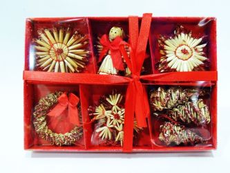 Caja de 9 figuras variadas de navidad 6cm color rojo