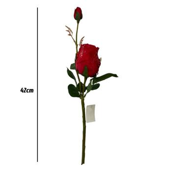 Flor rosa 42cm color Rojo