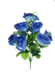 ramo de rosas 45cm color azul y blanco