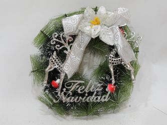 Corona de navidad color plata 27cm diametro