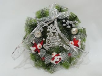 Corona de navidad color plata 30cm diametro