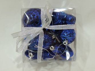 Caja 8 unid modelos variados color azul colgante navidad
