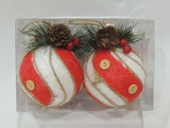 Caja 2 unid bolas bicolor navidad colgante 7cm diametro
