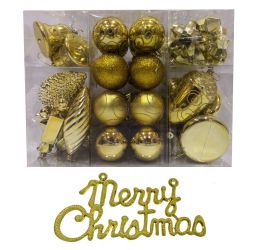 Pack de bolas de Navidad varios modelos color dorado