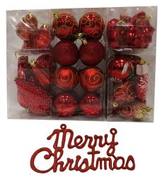 Pack de bolas de Navidad varios modelos color rojo