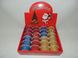 Cinta navidad escarchado 4 colores 4cm grosor