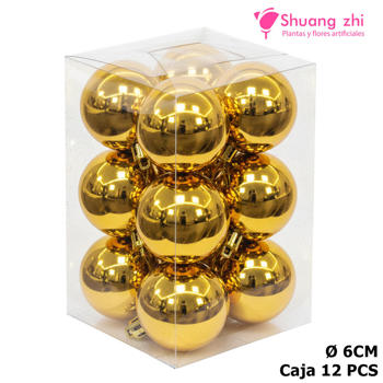 Caja bolas navidad 6CM 12PCS Color Oro