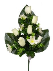 Flor ramo santo 3 hojas color beige
