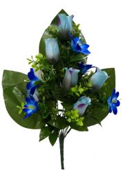 Flor ramo santo 3 hojas color azul / celeste