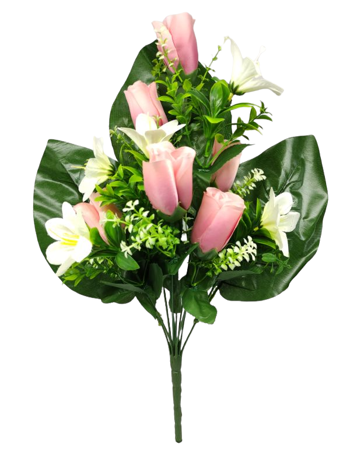 Flor ramo santo 3 hojas color Beige Rosa