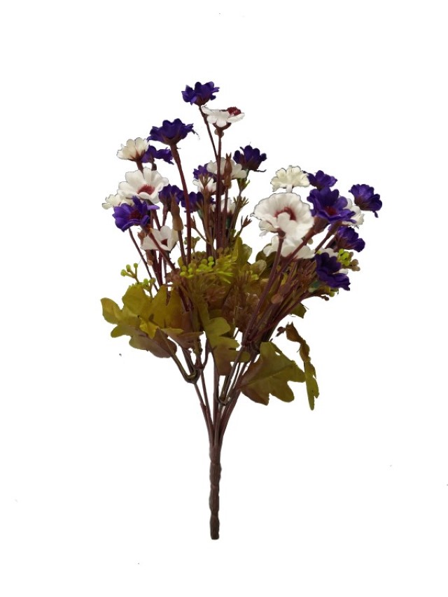 Flor mini 30cm color blanco con lila