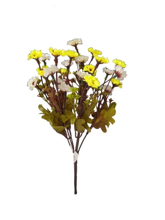 Flor mini 30cm color blanco con amarillo