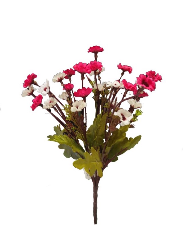 Flor mini 30cm color blanco con rosa