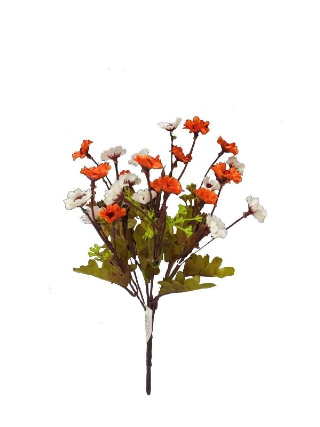 Flor mini 30cm color blanco con naranja