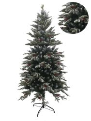 Árbol navidad verde con acebo/nieve 120cm P10P