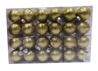 Caja 4 unid bolas de navidad color oro 10cm diametro