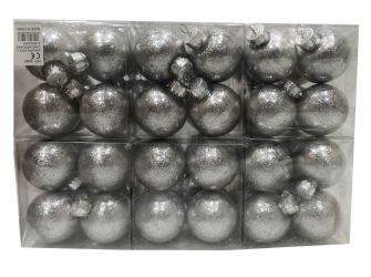 Caja 4 unid bolas de navidad color plata 10cm diametro