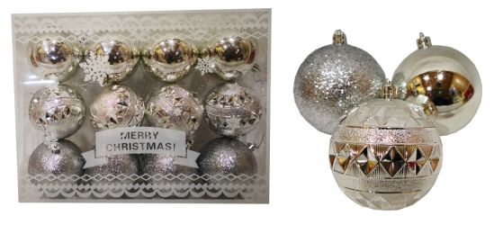 12unid bolas de Navidad modelo surtido 6cm diametro color plata