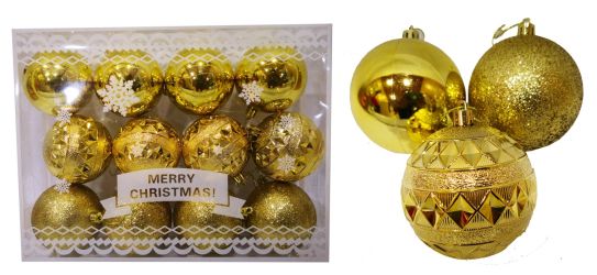 12unid bolas de Navidad modelo surtido 6cm diametro color dorado